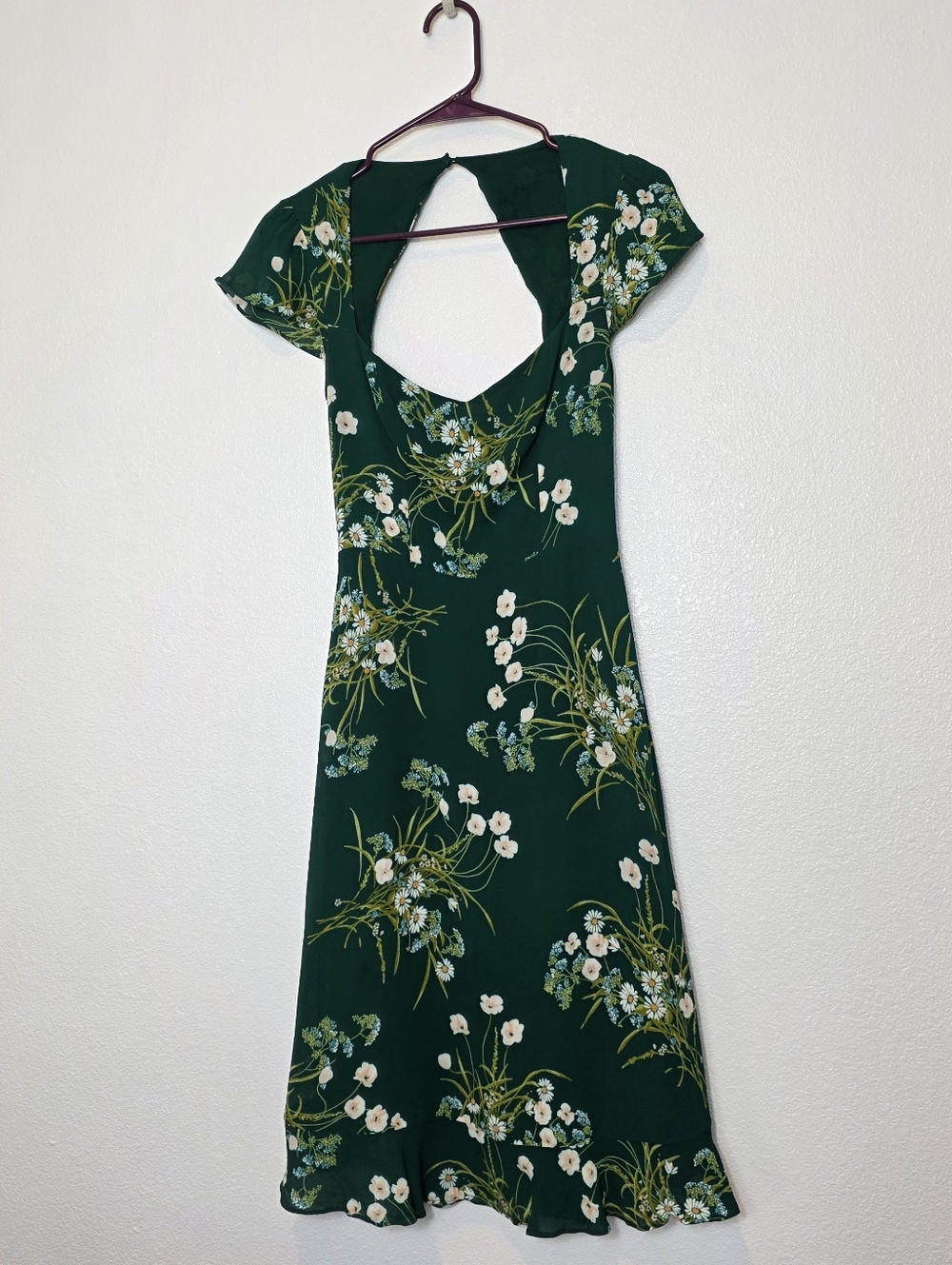 Reformation Rosi Sweetheart Neck Green Floral Dress Size 4 - Picture 4 of 12